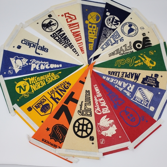NHL Other Vintage Nhl Collectible Flag Pennants Banner Lot Of 7